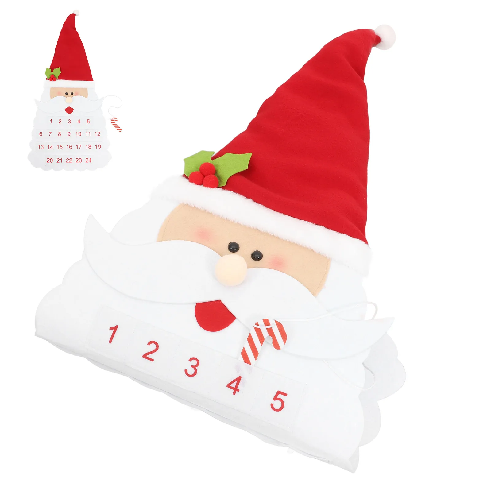 Holiday Countdown 24 Pockets Santa Felt Advent Calendar Reusable Hanging Wall Decoration Xmas Party Supplies Countdown to