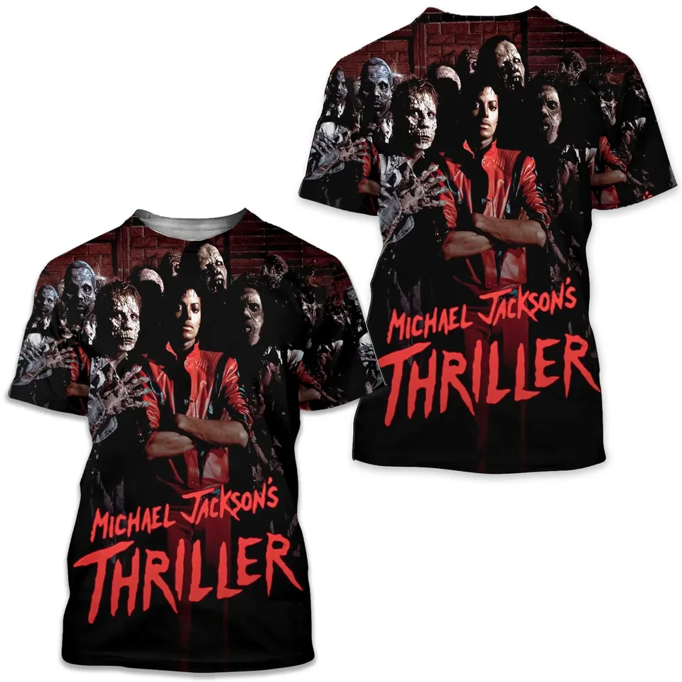 2026 New Michael Jackson King of Pop Print T-Shirt Red Black 3D Graphic Short Sleeve Tee Casual Streetwear for Music Fans Tees
