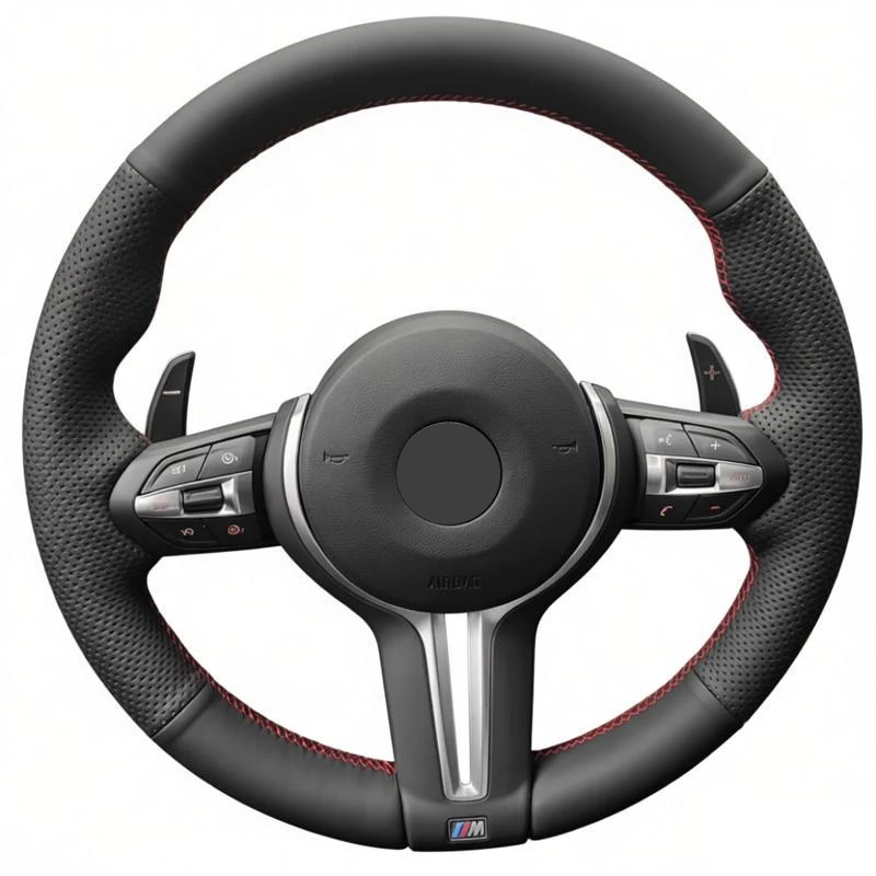 

Кожаный чехол на руль для BMW M3 M4 M Sport F30 F31 F34 F10 F11 F07 X1 X2 X3 F25 F32 F33 F36 F48 F39, аксессуар для интерьера автомобиля