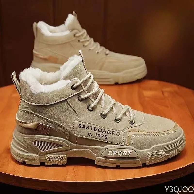 Fashionable versatile workwear high top men's shoes autumn winter new items men's cotton shoes warm casual anti slip snow boots
