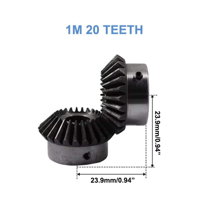 1M20T 1M25T Bevel Gear 1 Mod 20teeth 25teeth Hole 5/6/6.35/7/8/10/12mm Precision Pinion Parts 45# Steel 90° Center Distance