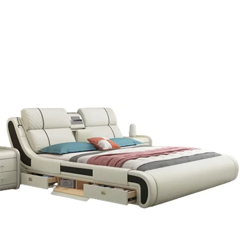 Cama doble Queen para niños, cajones modernos nórdicos, marco King Size, Cama doble, Camas para niñas, muebles matrimoniales para dormitorio