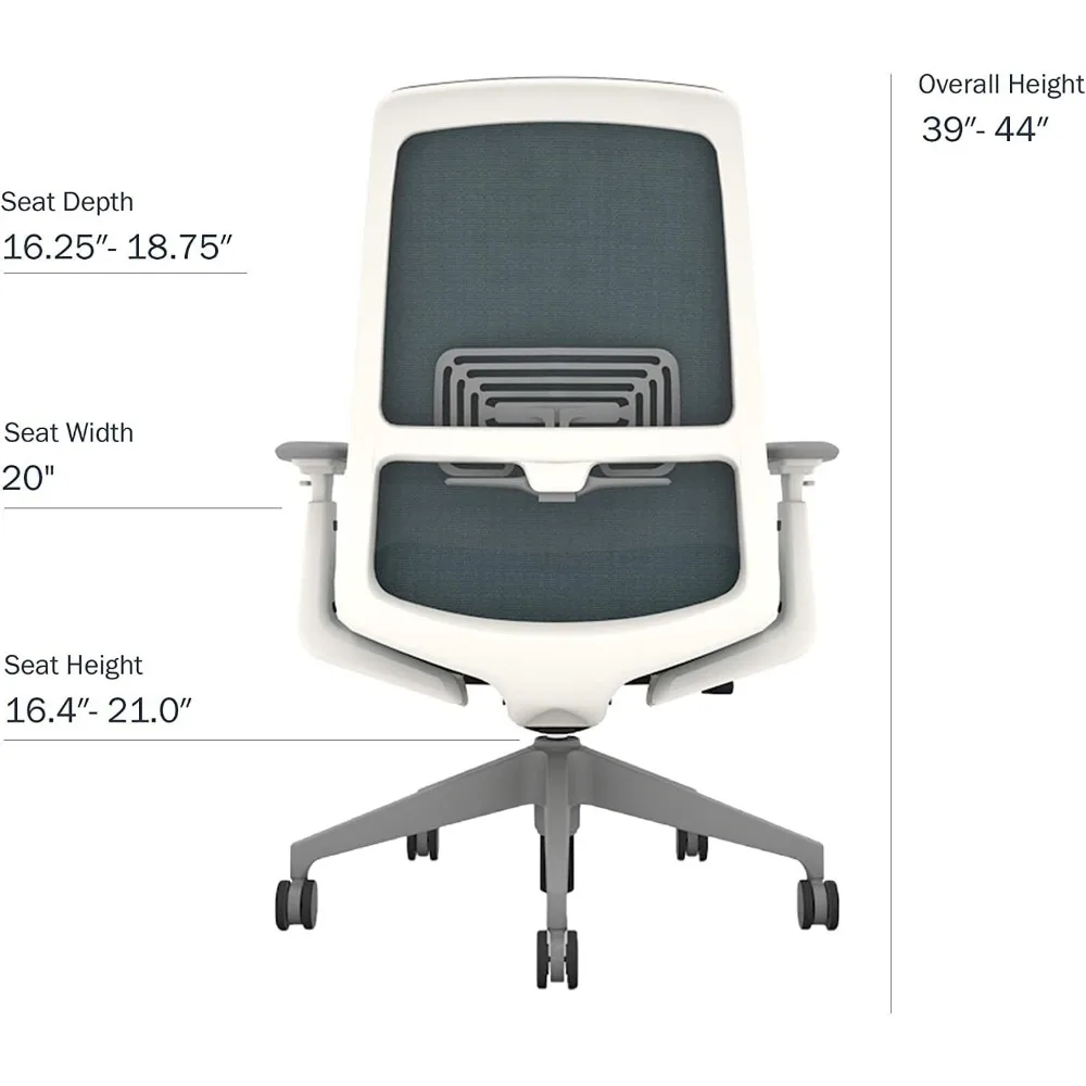 Soji Office Chair with Ergonomic Adjustments and Lumbar Support, Flexible Mesh Back (Mist)