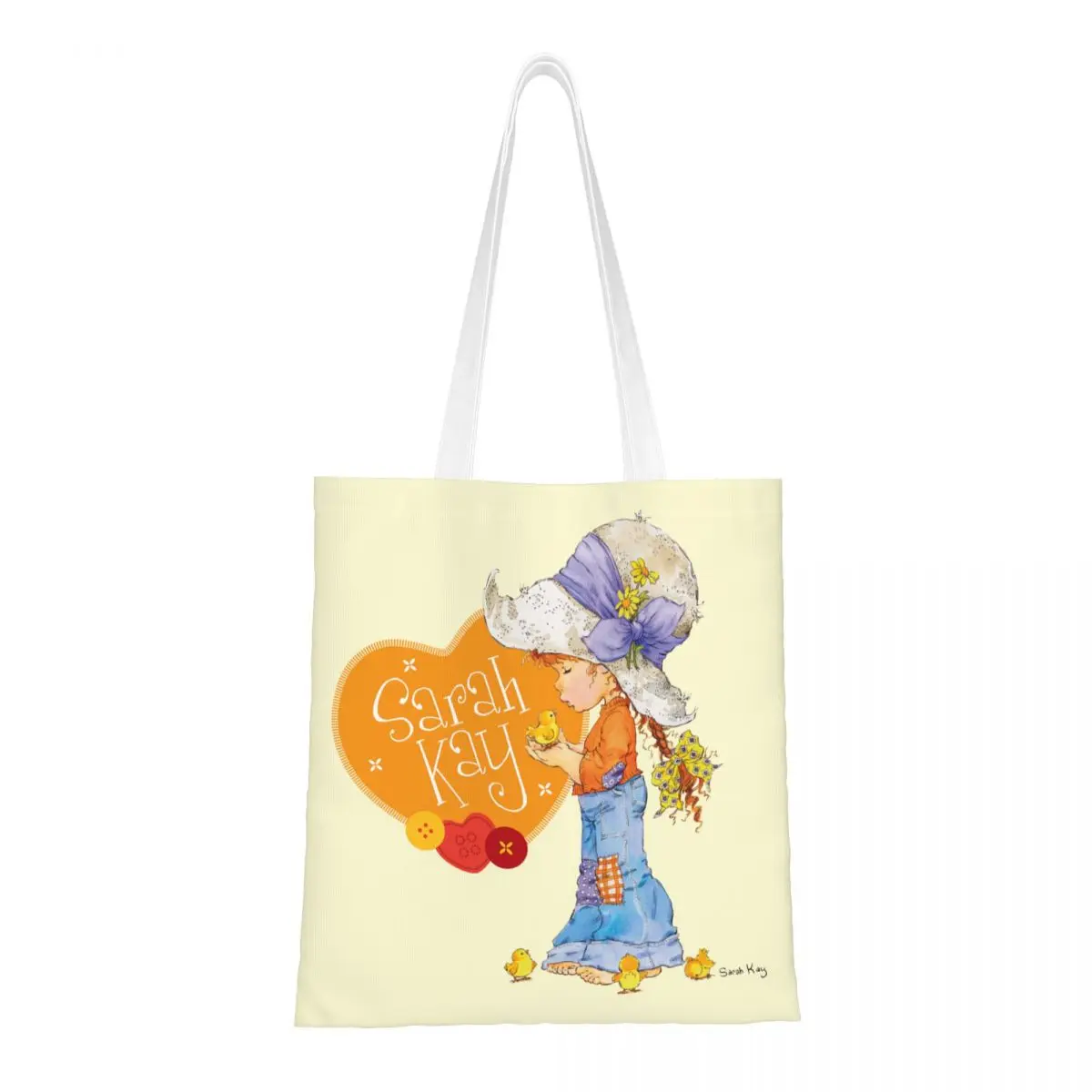 Sarah Kay Tote Bags Barefoot Girl Cartoon Canvas Handbag Merch Ulzzang For Girl's Shopping Bag