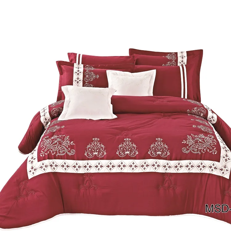 Bedding Wholesale High Quality Luxury 9pcs Embroidery Microfiber Comforter Set