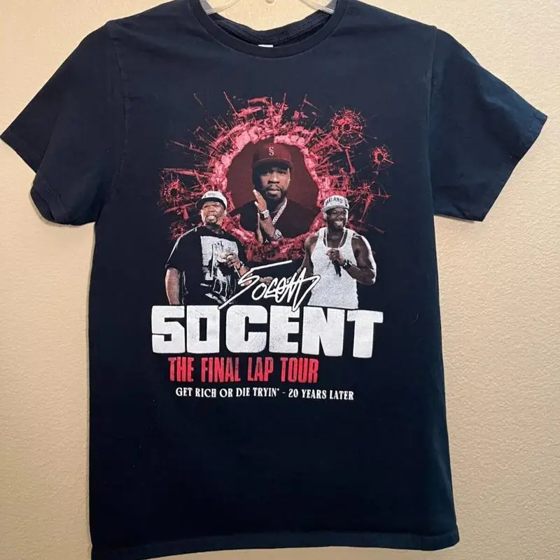 تي شيرت 50 سنتًا للبالغين باللون الأسود المتوسط The Final Lap Tour 2023 خفيف الوزن