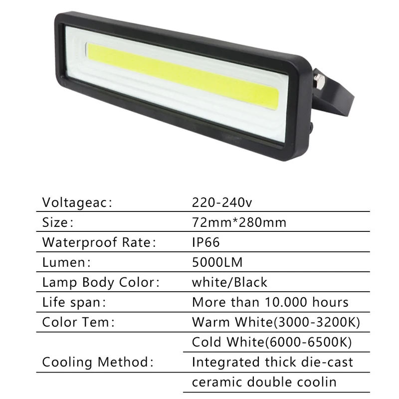 Imagem -02 - Luz de Inundação ao ar Livre Projetor Impermeável Refletor Spotlight Habitação de Construção Exterior Lâmpada de Portão de Garagem 220v 50w