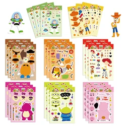 8/16Sheets Disney Toy Story Puzzle Stickers Make-a-Face Funny Assemble Jigsaw DIY Craft Sticker Kids Educational Toy Party Favor