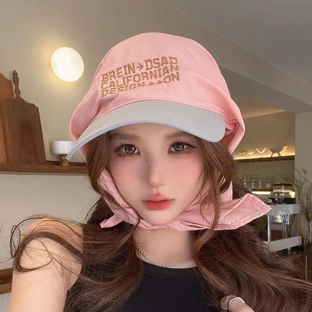

Sweet Korean Headscarf Baseball Hat Triangle Headscarf Embroidery Quick-drying Peaked Cap Patchwork Color Sunshade