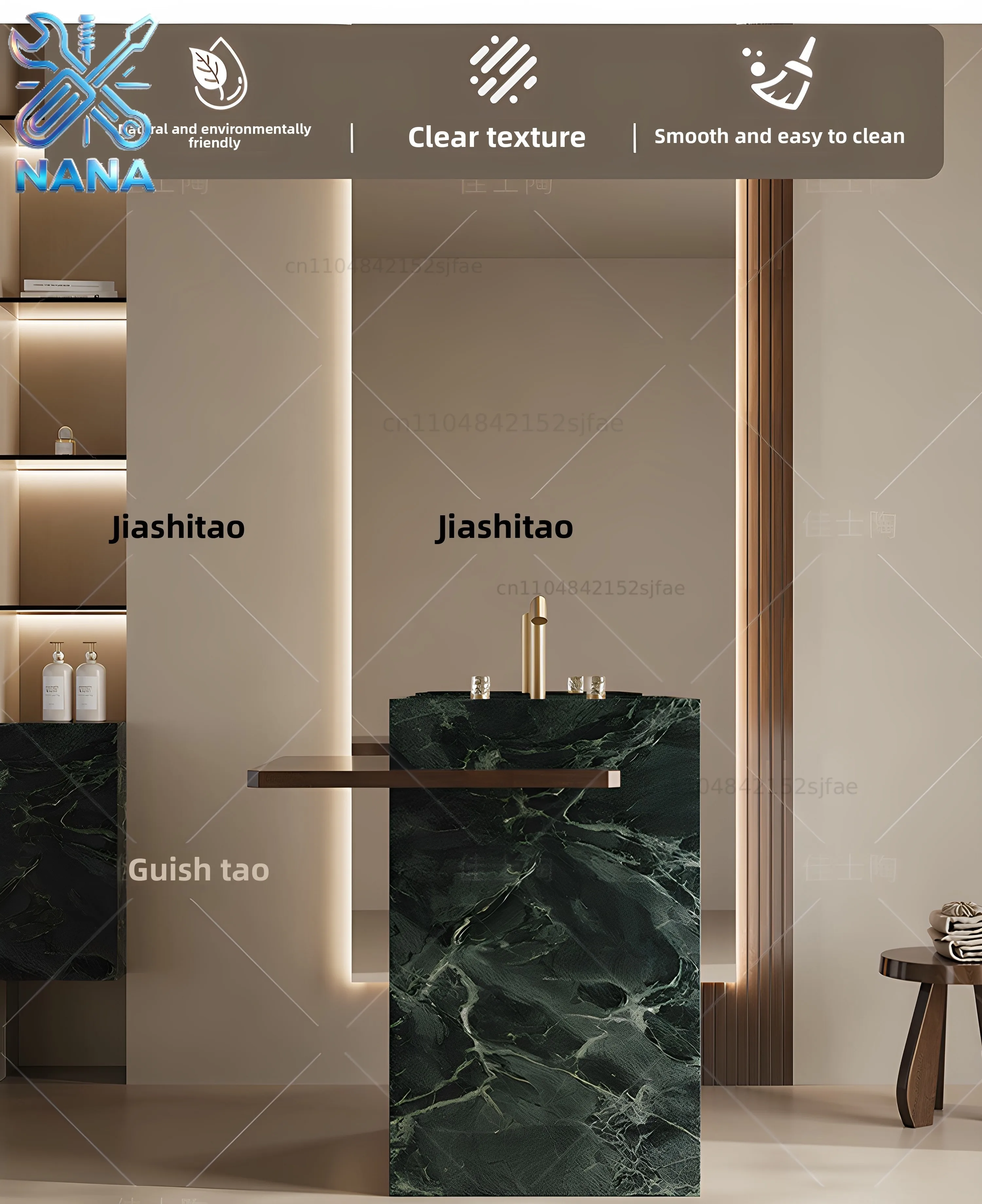 Hotel Commercial Public Villa Wabi Sand Slate Pillar Basin Outdoor Floor-to-ceiling Travertine Washbasin