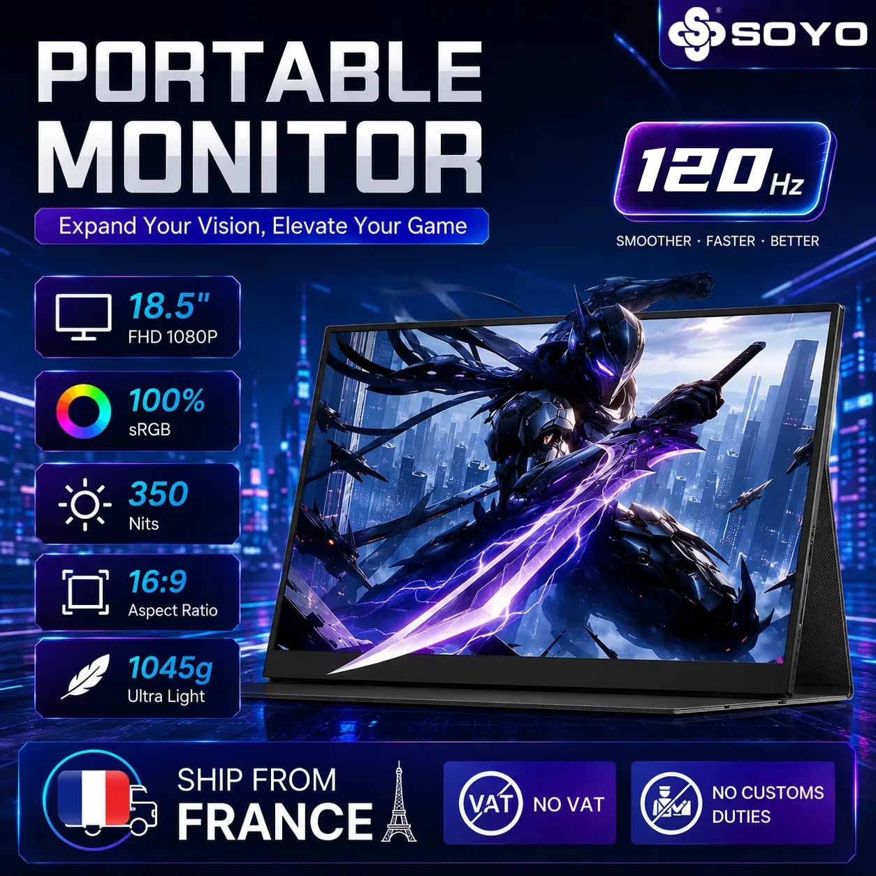 Monitor portátil SOYO 18,5″ 120Hz