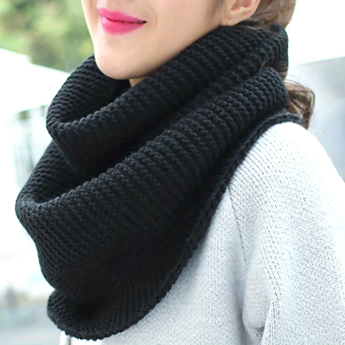 Elegant Thick Winter Scarf for Women - Windproof, Breathable, Infinite Loop Neck Warmer with Soft Style Texture.Machine washable