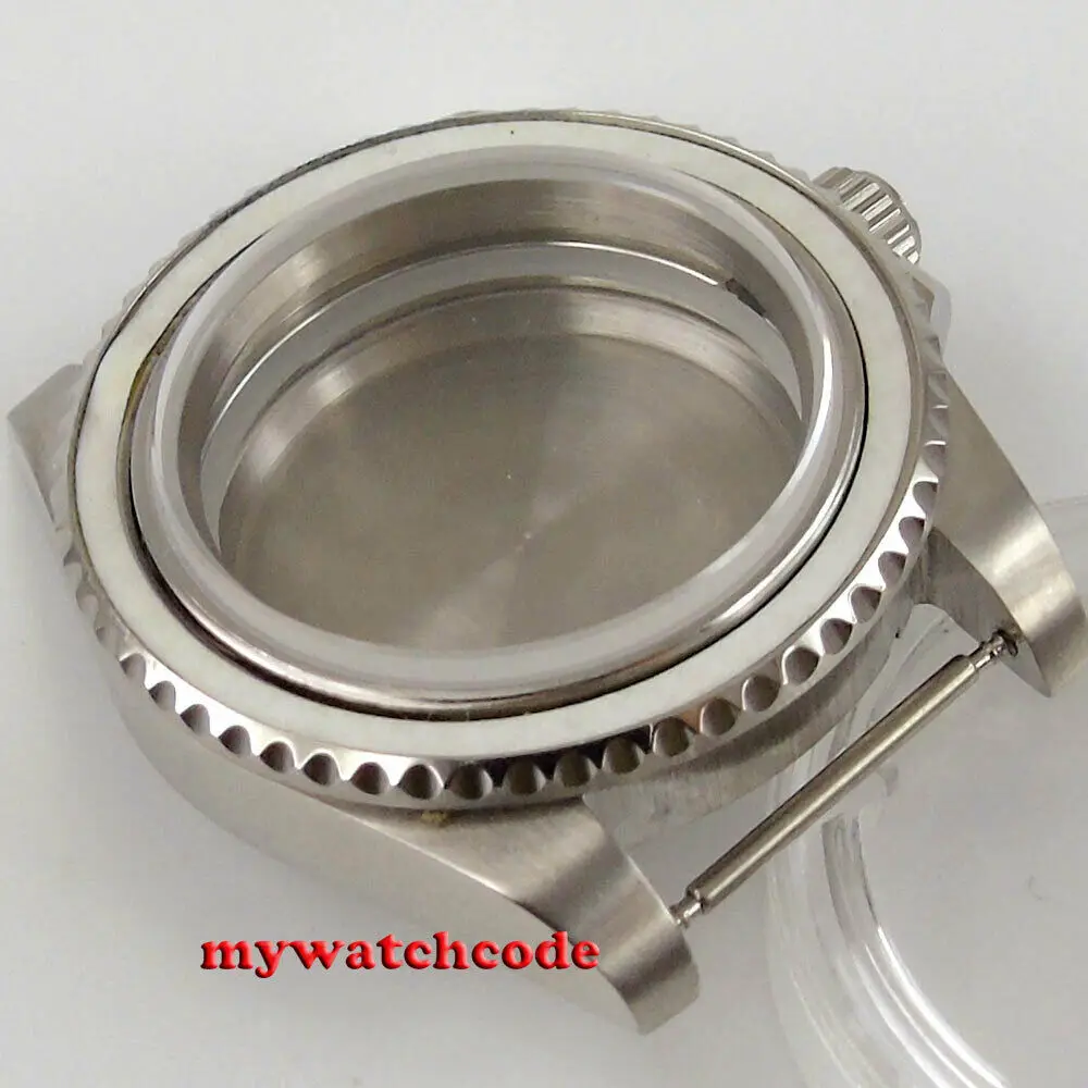 Caja de reloj de acero de cristal plano de cristal de zafiro de 40mm, compatible con movimiento NH35 NH36