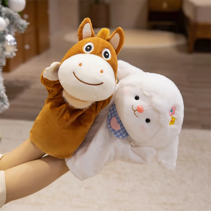 Gefüllte Plüschtiere Spielzeug Hand Finger Story Puppet Kawaii Puppen Lernspielzeug Katze Hirsch Panda Shiba Inu Geburtstagsgeschenk