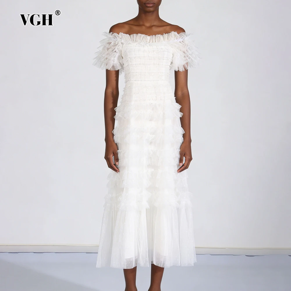 

VGH утягивающее однотонное элегантное вечернее платье для женщин с разрезом на шее и рукавами с открытыми плечами, темпераментное платье с высокой талией, женское новое