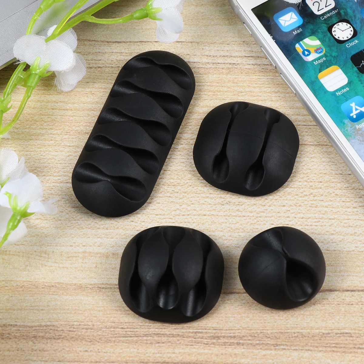 

5 Styles Cable Organizer Clip Set Tpr Adhesive Wire Cord Holder For Desk Wall Mount Durable Cable Management Solution