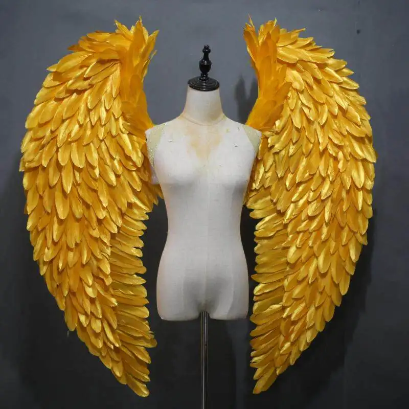 Large Gold Golden Angel Wings Gold Wings Adult Costume Cosplay Birthday Steampunk Iridescent for Woman Man
