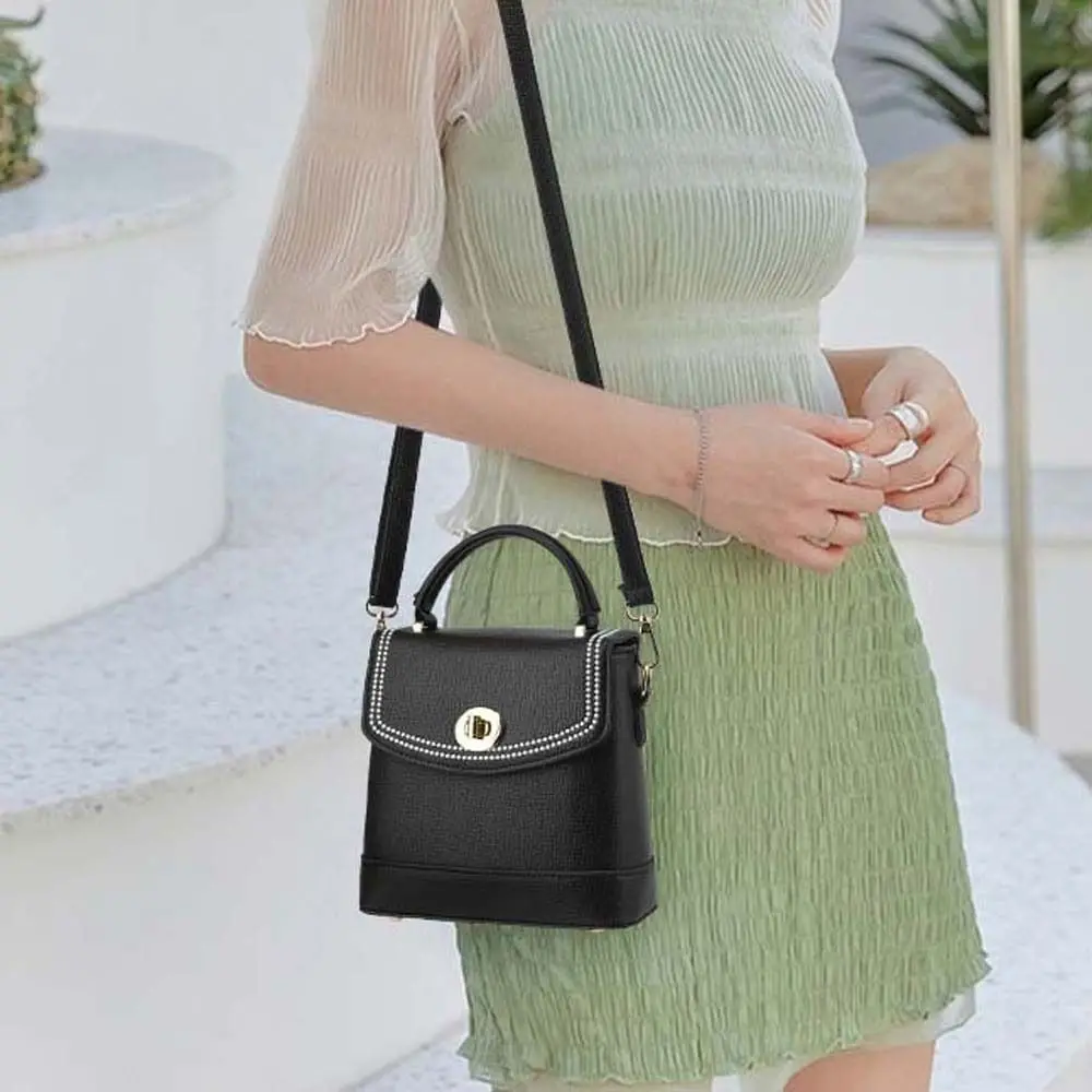 

Elegant Superior PU Handbag Anti-splash Water Large Capacity Texture Square Bag Portable Macaroon Color Lady Shoulder Bag Women