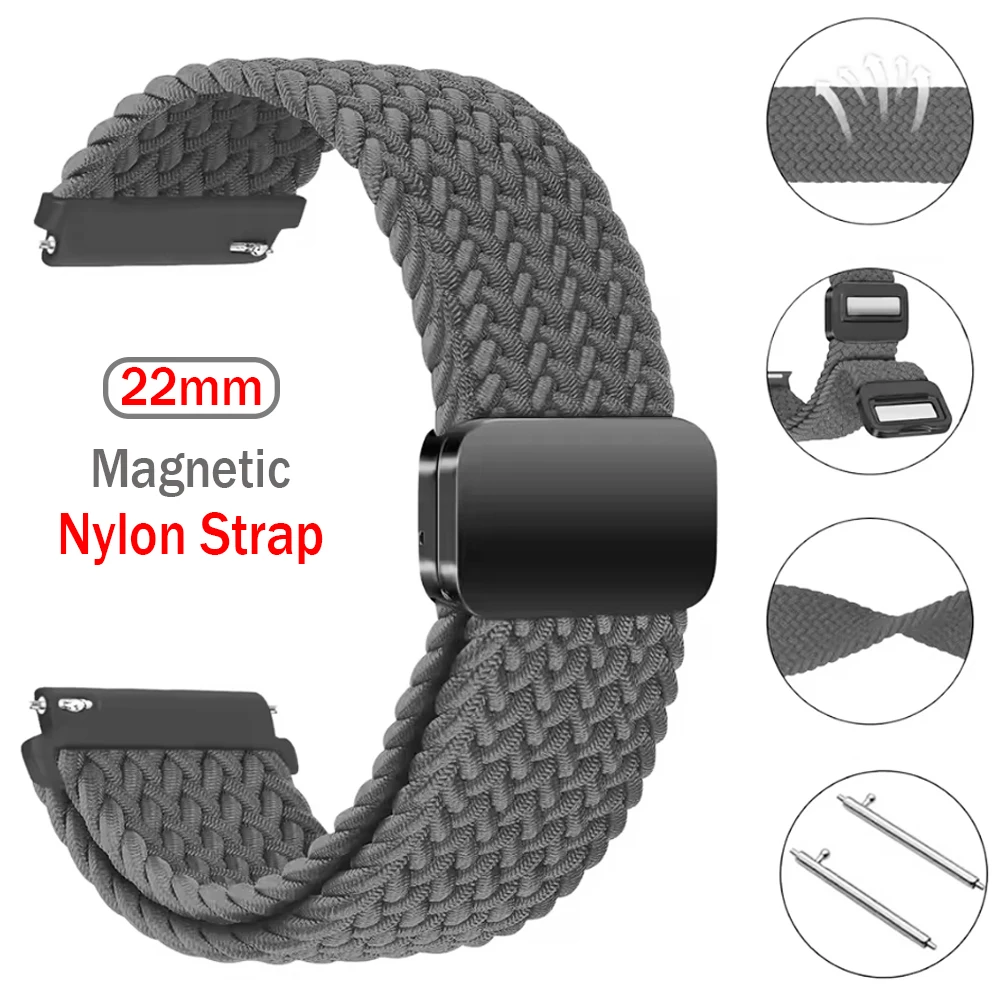 Nylon geflochtene Armbänder für REDMI Watch 5 Lite Magnetschnalle Atmungsaktives Armband Redmi Watch 5 Active 22 mm Armbandzubehör