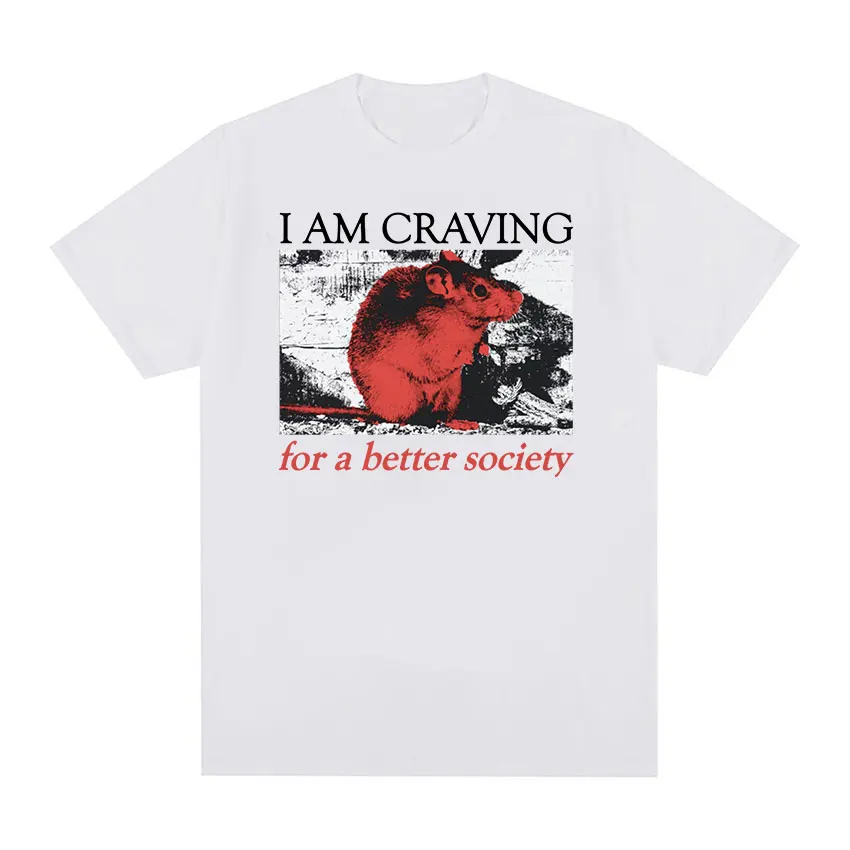 Am Craving for A Better Society Japanese Rat Graphic T Shirt Men Retro Fashion Oversized T-shirts Unisex Gothic Clothing T-shirt