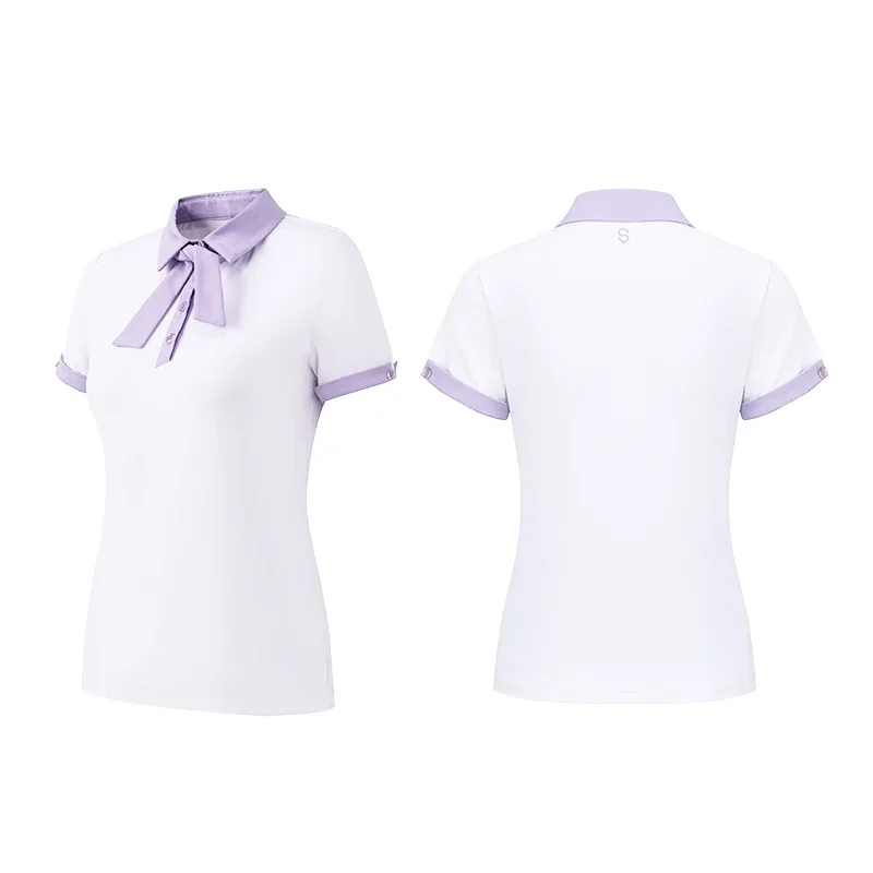 SG Summer Short-sleeved Dry Fit Tops Blouse Girl Bowknot Golf Polo Shirt Women A-lined Culotte Pleated Skirt Golf Clothes Sets