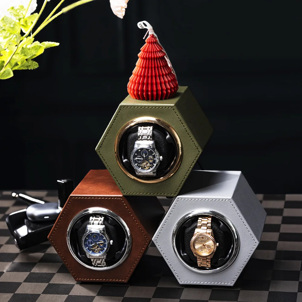 Watch Winder Box Automatic PU Leather Global Universal Power Cord Mechanical Watch Box Automatic Winding Fashionable New Styles