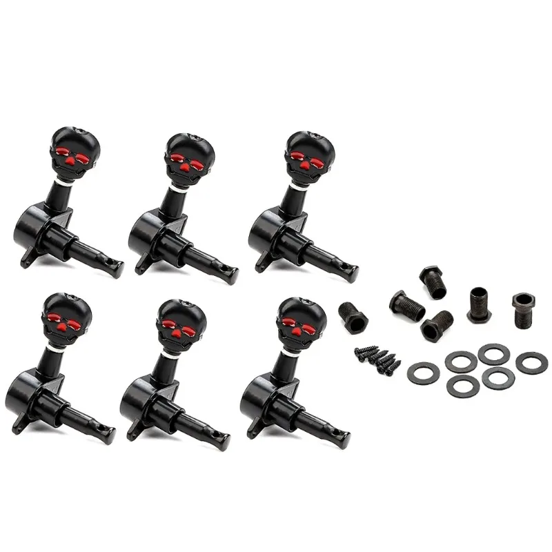6R Skull Button Guitar Tuners, Cool Gothic Style Machine Heads for Electric/Acoustic Guitar,Personalized Upgrade Tuning Pegs Set