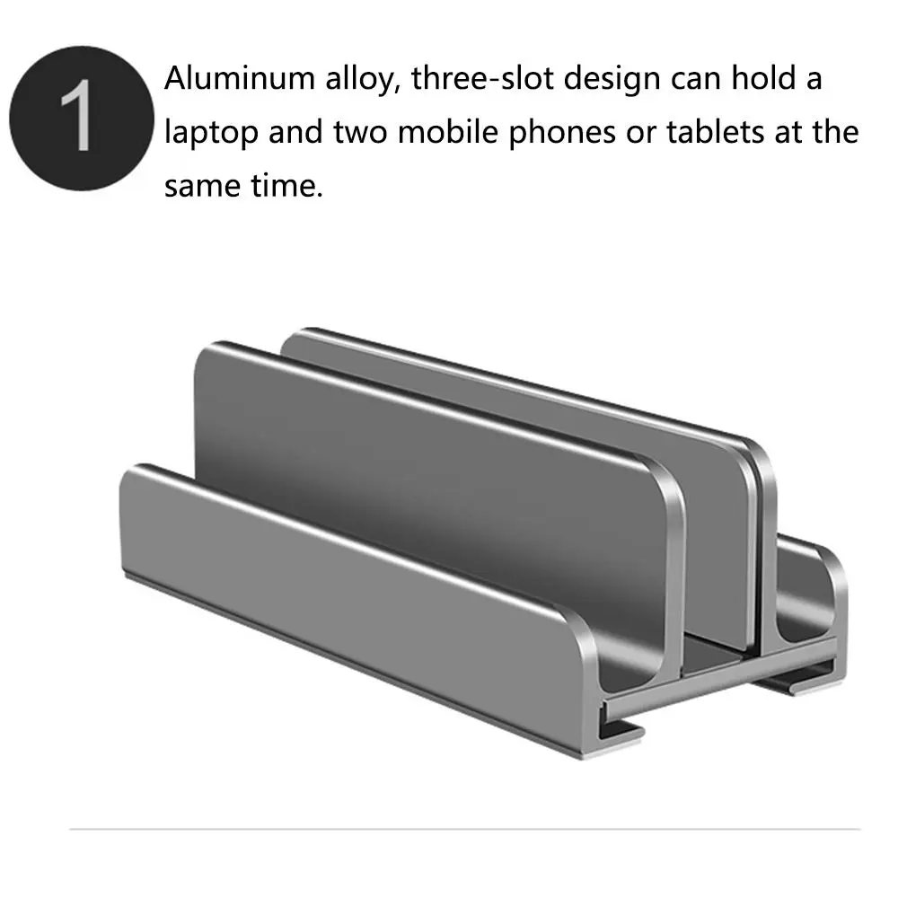 1/2/3 Slots Vertical Laptop Stand Space-Saving Adjustable Aluminum Laptops Holder Wear-resistant Stable Desktop Notebook Dock