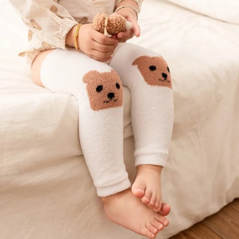 아기 무압박 레그 워머 양말 롱 튜브 플리스 안감 두꺼운 워머 0-3세 유아 겨울 무릎 보호