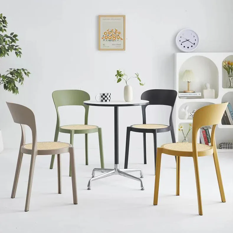 Plastic Chair Home Dining Chair Rattan Chairs Restaurant Modern Simple Fashion Creative Backrest Stool Nordic Chairs