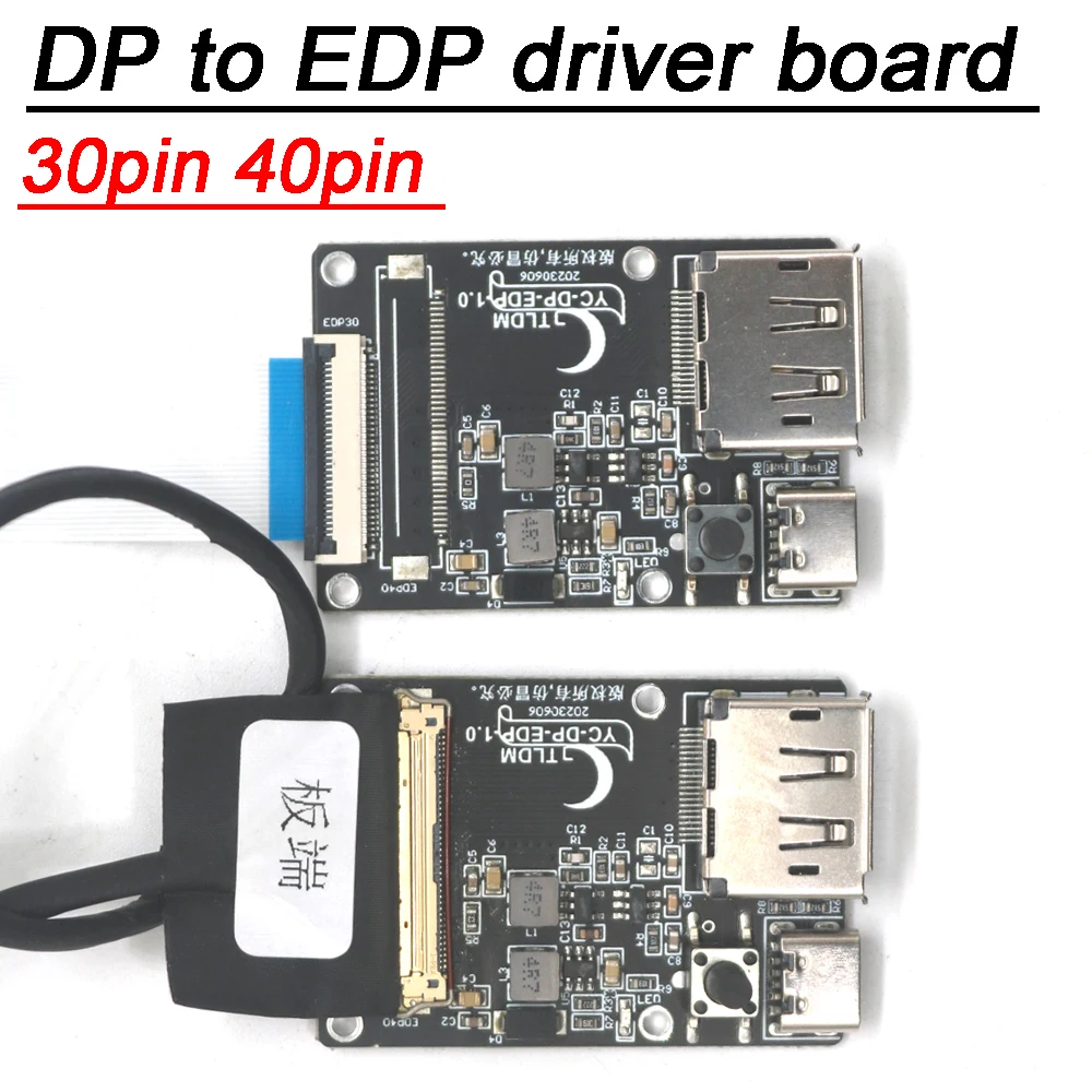 Placa de Driver 30p 40p dp para Edp Placa Adaptadora de Sinal Edp Cabo Edp 4k 8k para 30pin 40pin 2lan 4lan Computador pc Tela Lcd