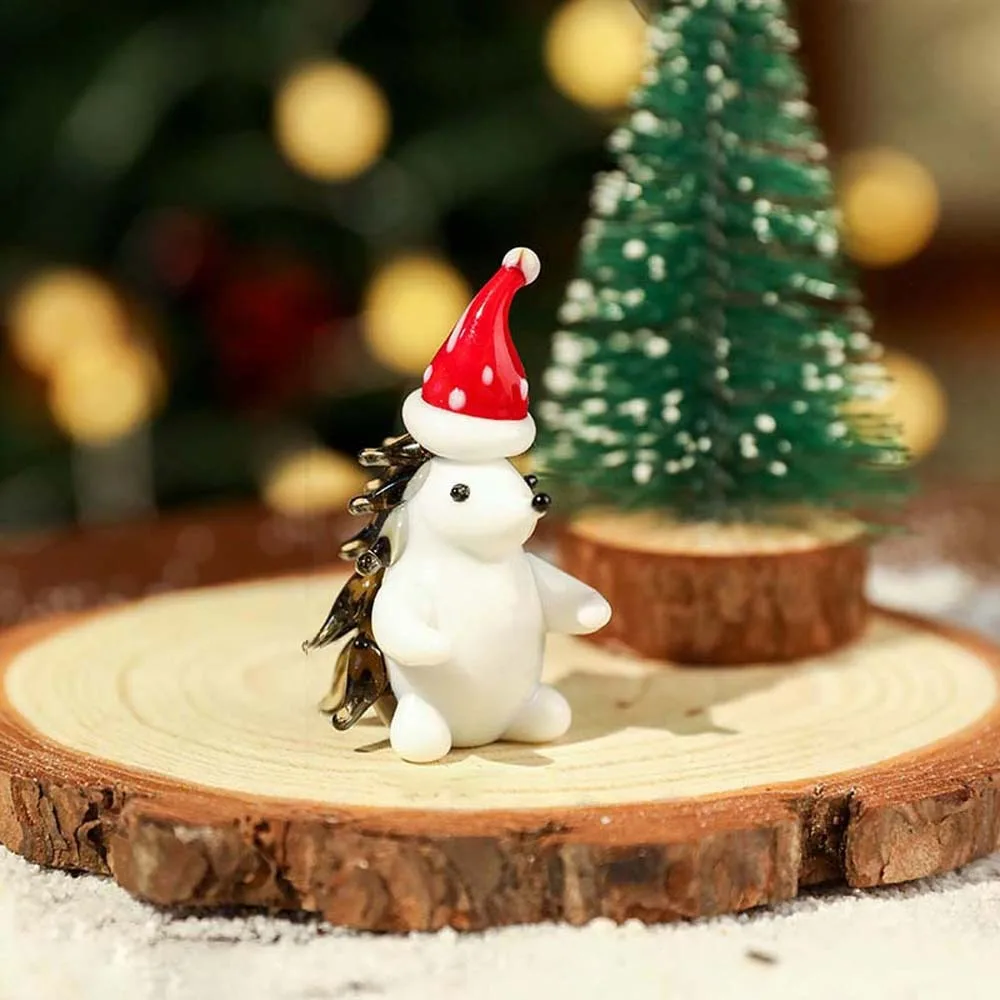 Handcrafted Glass Yoga Santa Glossy Lampwork Miniature Christmas Figurine Exquisite Delicate Handmade Glass Ornament Party