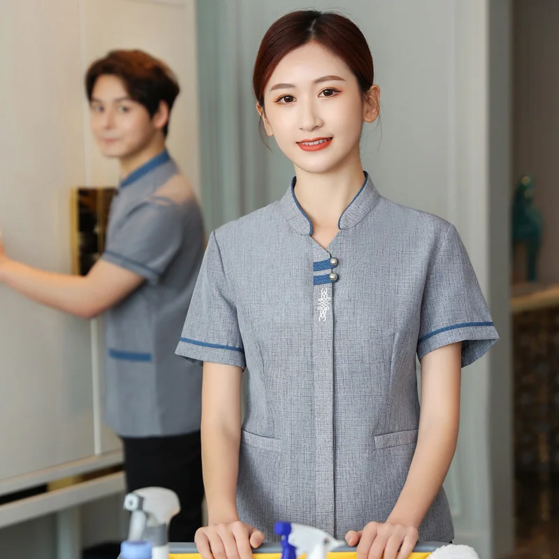 

Hotel Cleaning Service Uniform Women's Short-Sleeved Property Cleaning Clothing Hotel Room Cleaning Aunt Work Clothes Summer Clo