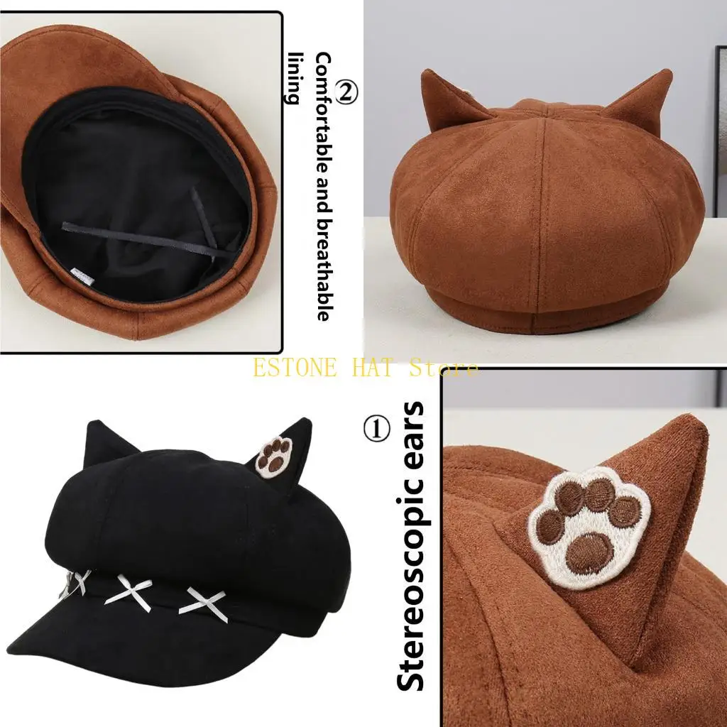 

49MF шапка с кошачьими ушками и бантом для младенцев и малышей, нежная на коже, можно стирать в машине на каждый день