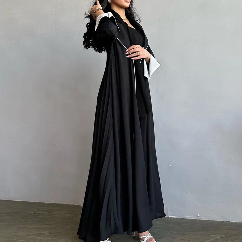 Ramadan Eid Muslim Kimono Abaya for Women Pleated Abayas Saudi Arab Button Split Sleeve Maxi Vestidos Morocco Kaftan Long Robe