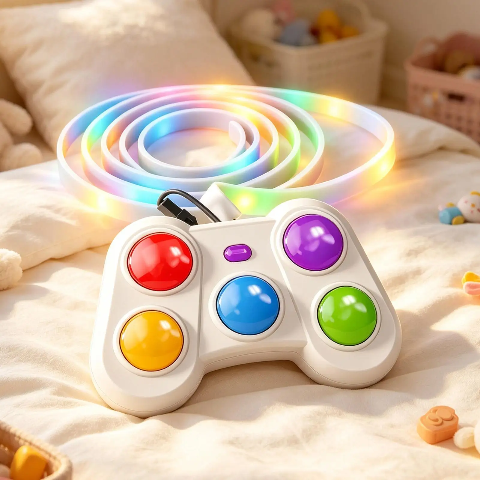 Electronic Music Rhythm Puzzle Game Machine Montessori Flash Mult-Color Light Belt Educational Sensory Fast Push Table Game Gift