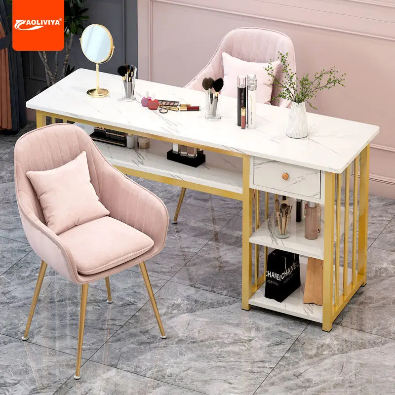 AOLIVIYA Internet Celebrity Nail Tables Special Price Economical Manicure Shop Table Chair Set Japanese Light Luxury Double M