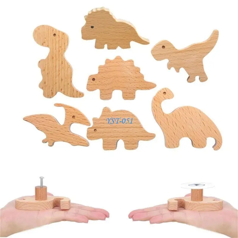 E15A Children Room Furniture Handle Dressers Knob Natural Cabinet Door Handle Dinosaur Wardrobes Pulls Hardware