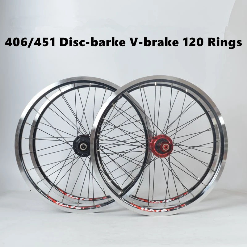 20 Cal koła hamulec tarczowy v-brake 4 łożyska 120 pierścienie lekki rower składany BMX 451 406 obręcz ze stopu aluminium
