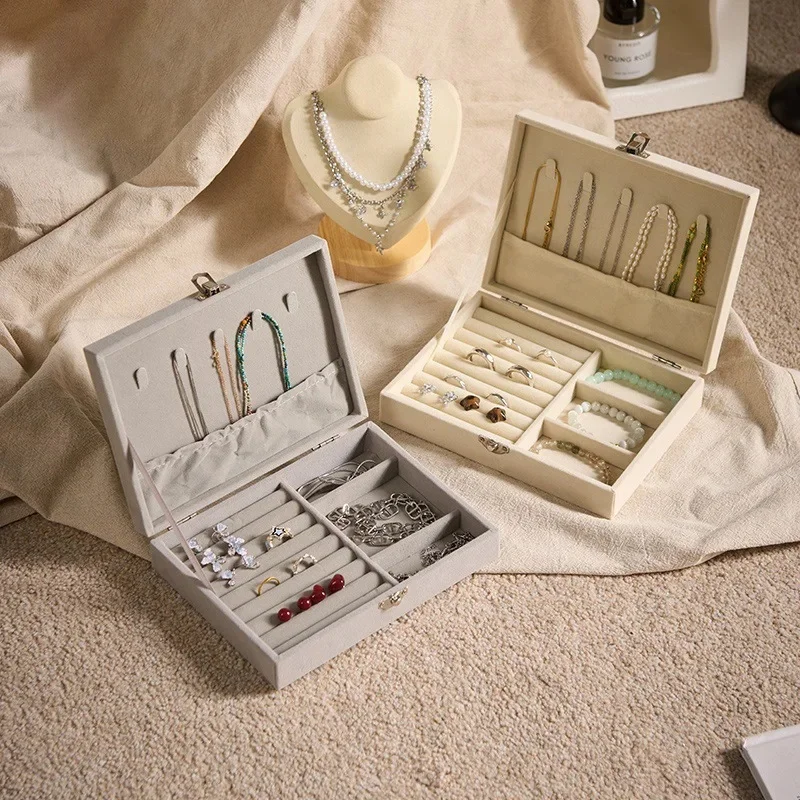 Lockable Velvet Jewelry Storage Organizer Box, Portable Travel Display Case for Rings, Necklaces, Earrings, Ideal as a Gift for