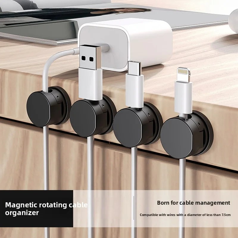 Cable Organizer Magnetic - 1/2/4 adet Döner Manyetik Kablo Klipsleri,
