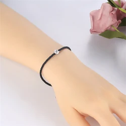 Aide Adjustable Black Red Rope 925 Sterling Silver Zircon Couple Bracelet Suitable For Daily Wear Fine Jewelry Birthday Gift