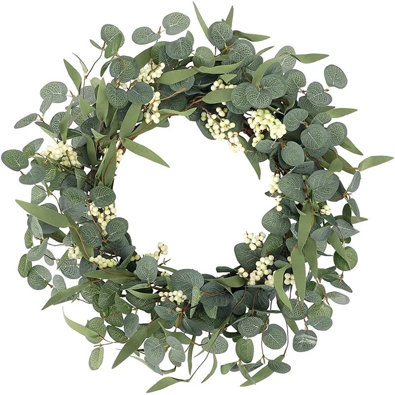 

Artificial Eucalyptus Wreath Large Rustic Farmhouse Decorative Wreath for Festival Celebration