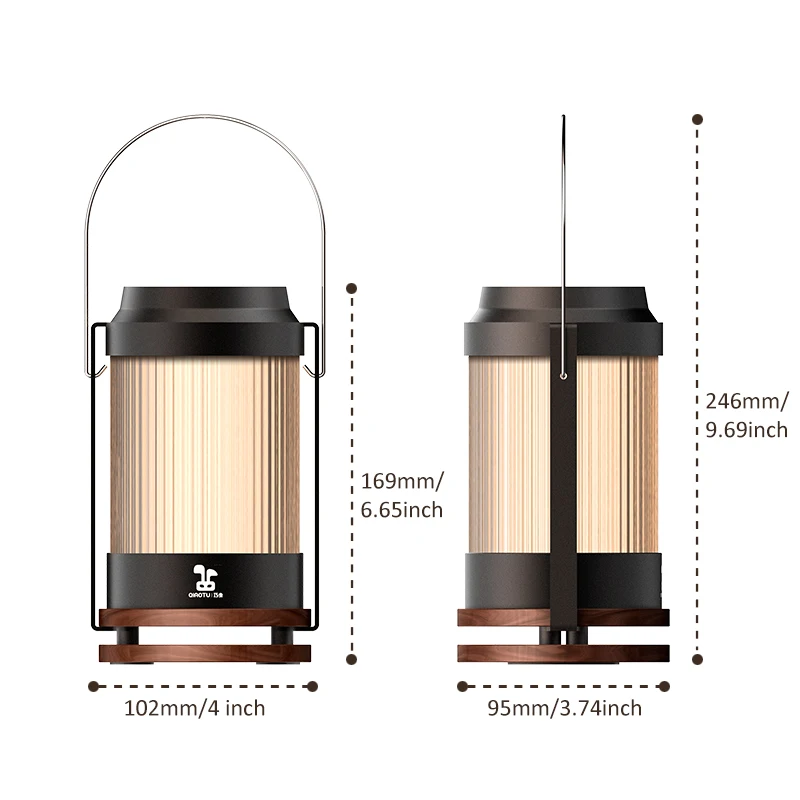 Qiaotu 1 pc Original Candle Lantern kit Black Wooden Candle Holder for Outdoor Camping Home Fireplace TableDecor（without candle）