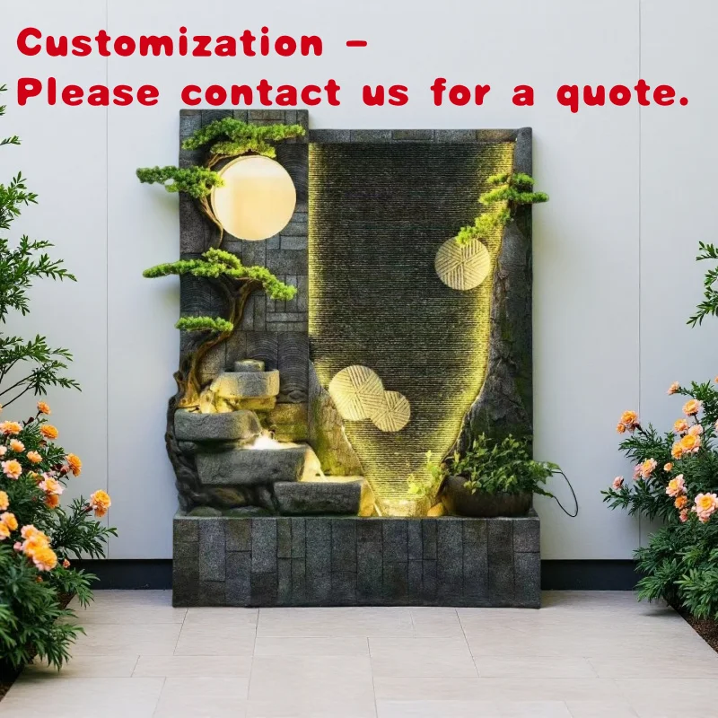 custom.Curtain Wall Flowing Entrance Screen Rockery Fountain Outdoor Garden Courtyard Landscaping Fish Pond