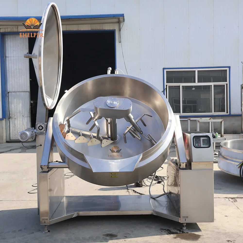 Automatic Tilt Jacketed Kettle With Motor Mixer Electric/Gas Cooking Wok For Bakery Applications