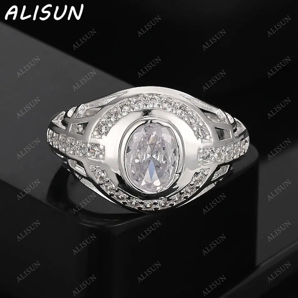 

ALISUN 925 Sterling Silver Zircons Wide Fine Ring For Women Men Fashion Jewelry Charm Grace Wedding Engagement Accessorie