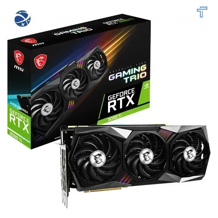 بطاقة رسومات NVIDIA GeForce RTX 3090 Ti GAMING TRIO 24G مستعملة مع ذاكرة GDDR6X سعة 24 جيجابايت 21 جيجابايت في الثانية بطاقة رسومات سرعة الفيديو...