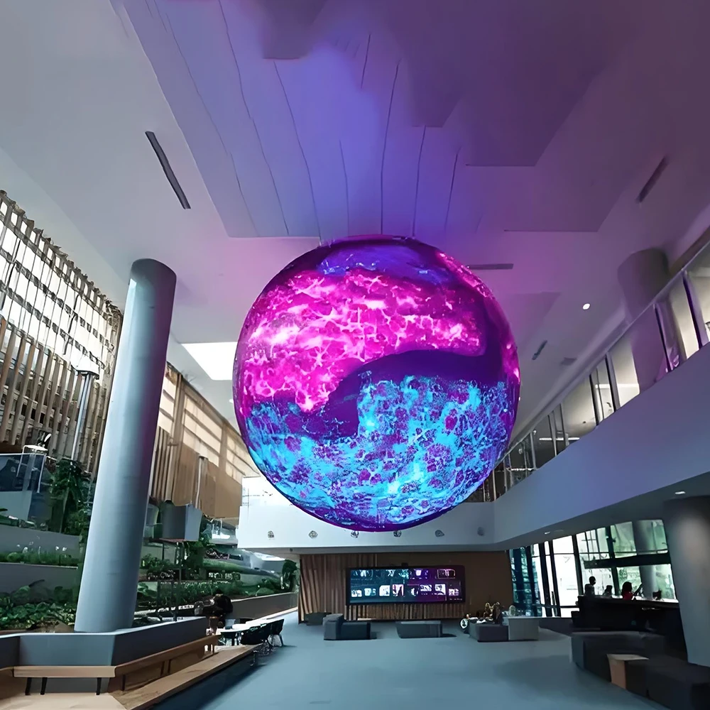 شاشة LED للإعلان الداخلي الدائري لترويج المنتج، متينة وملفتة للنظر