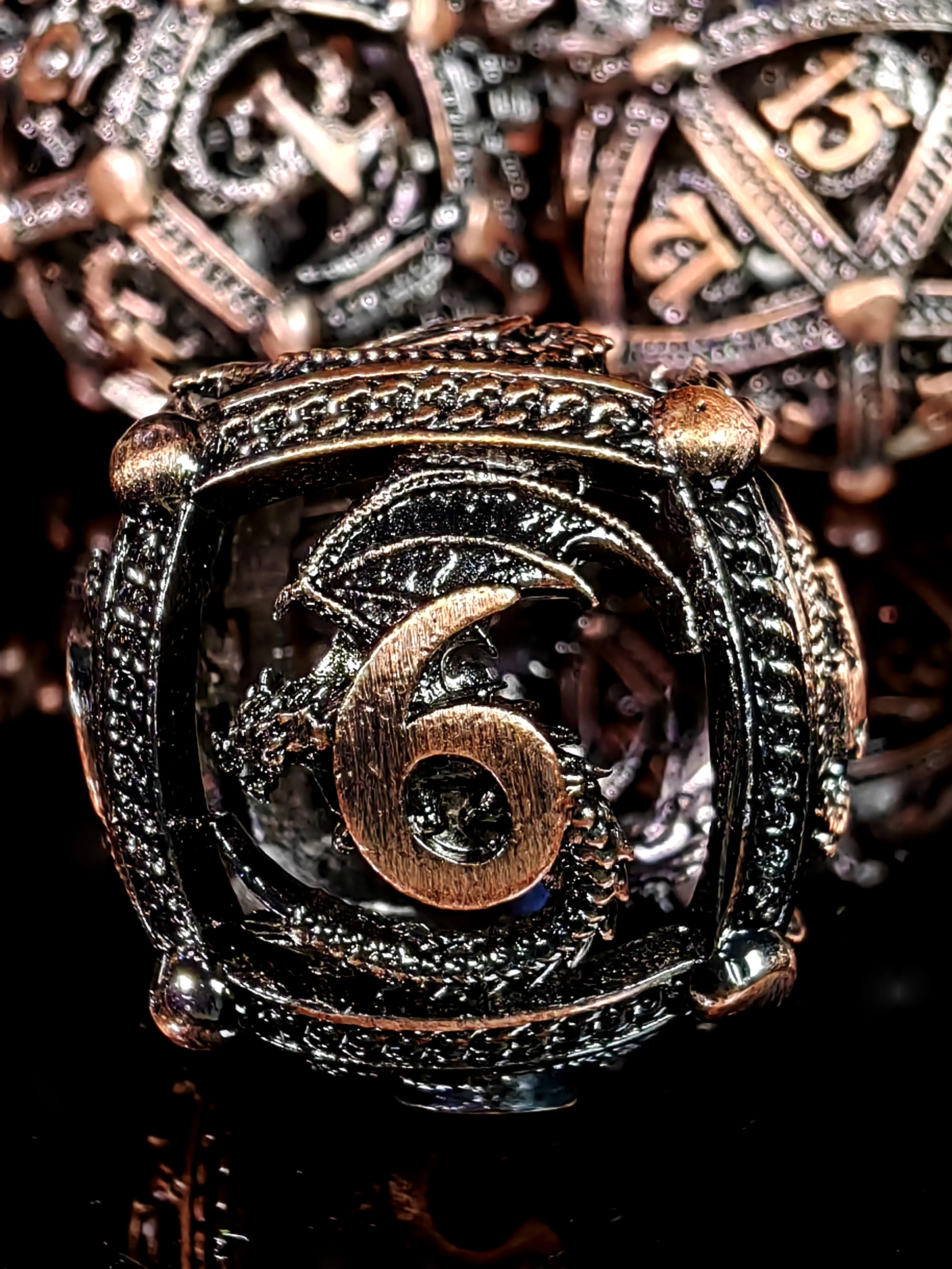 Conjunto de dados de metal DnD - Dados poliédricos com padrão de dragão de liga de zinco de 7 peças para Dungeons and Dragons RPG - Cor cobre vermelho